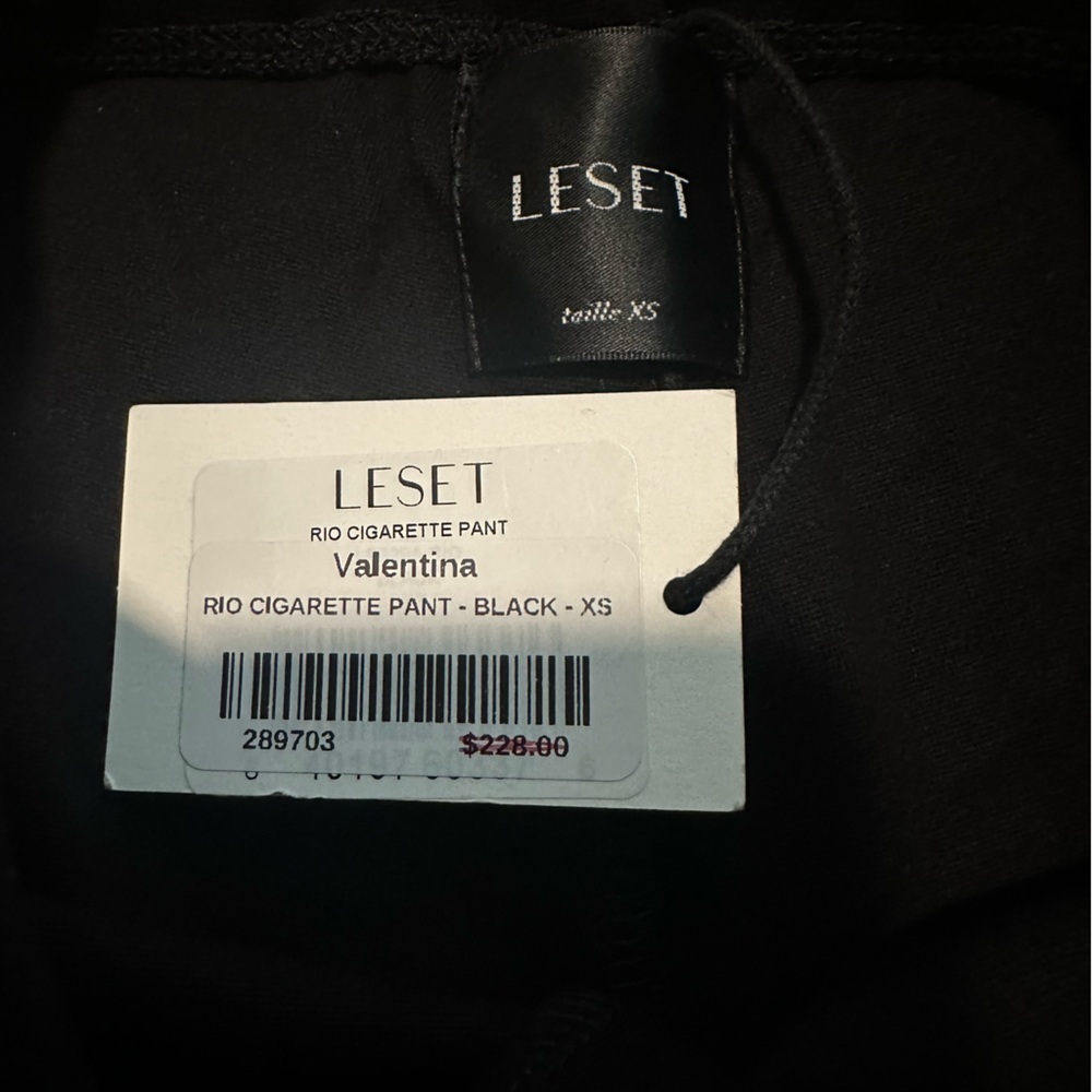 LESET Black Valentina Rio Cigarette Pants XS NWT slim elastic wait high rise - Picture 4 of 8